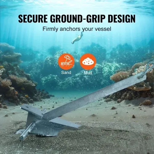 VEVOR Fluke-Ankerset Feuerverzinkter Fluke-Anker aus Stahl mit 2,4 m Kette, 30,8 m Seil und zwei 11 mm Schäkeln, Bootsanker für kleine Schiffe unter 9,14 m, Meere, Flüsse und Küsten 6kg – Bild 3