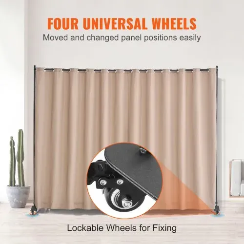 VEVOR Raumteiler Trennwand Paravent Stellwand Einzelpanel, Tragbarer Sichtschutz für Büro Schlafzimmer Esszimmer Arbeitszimmer Balkon, Raumtrenner Rollbar (308,5 x 45 x 245,5 cm), Braun – Bild 3