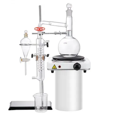 VEVOR Destillationsset für Ätherische Öle, 500 ml Destillationsapparat, 3,3 Boro-Laborglas-Destillationsset mit 1000 W Heizplatte und 24, 40 Gelenken, 33-teiliges Set – Bild 10