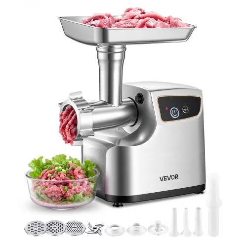VEVOR Fleischwolf, 2,3 kg/min Kapazität, Elektrischer Fleischwolf #8 mit 3 Lochscheiben, 3 Wurstfüllrohren & Kubbe-Set, 700 W 2-in1 Küchenmaschine für die Heimische Küche VEVOR Fleischwolf, 2,3 kg/min Kapazität, Elektrischer Fleischwolf #8 mit 3 Lochscheiben, 3 Wurstfüllrohren & Kubbe-Set, 700 W 2-in1 Küchenmaschine für die Heimische Küche