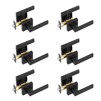 VEVOR Durchgangstürgriff mattschwarzer quadratischer Türhebel 6 Stk. links- oder rechtshändiger umkehrbarer Türgriff, nicht verriegelbar, universell für Flure Schränke Besprechungsräume VEVOR Durchgangstürgriff mattschwarzer quadratischer Türhebel 6 Stk. links- oder rechtshändiger umkehrbarer Türgriff, nicht verriegelbar, universell für Flure Schränke Besprechungsräume