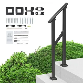 VEVOR Handläufe für Außentreppen, 1–2-stufiges Treppenhandlauf-Set, Übergangsgeländer aus Karbonstahl mit Montagesatz, Treppengeländer für Senioren, Betonstufen & Veranda & Deck, schwarzes Vierkantrohr VEVOR Handläufe für Außentreppen, 1–2-stufiges Treppenhandlauf-Set, Übergangsgeländer aus Karbonstahl mit Montagesatz, Treppengeländer für Senioren, Betonstufen & Veranda & Deck, schwarzes Vierkantrohr