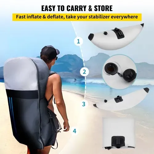 VEVOR Kajak Ausleger Stabilisator 2,1 - 2,4 m Einstellbare Länge Paddelboot, 36 cm Breite Schwimmer Stabilisator Set, 2 Stück Wildwasserkajak, PVC Schwimmausgleichszubehör für aufblasbares Kanuboote – Bild 3
