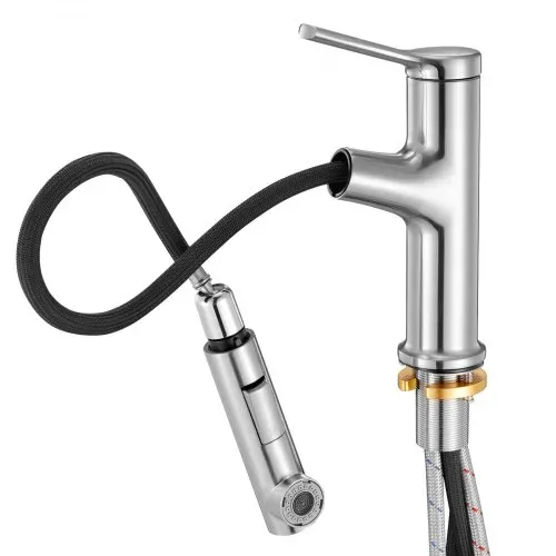 VEVOR Waschtischarmatur Wasserhahn aus gebürstetem Nickel & Edelstahl, Waschbeckenarmatur Küchenwasserarmaturen mitAusziehbrause wassersparend, Einhebelmischer für Badezimmer Wohnmobil Bar-Spüle – Bild 8
