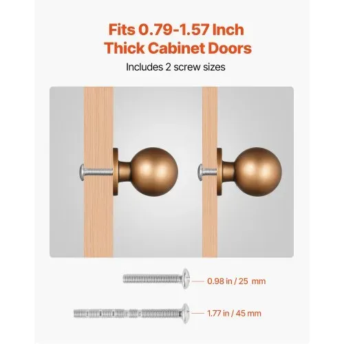 VEVOR Möbelknöpfe, 12er-Pack, 25 mm, Schrankknöpfe aus Zinklegierung, Knauf, massive Küchenknöpfe, Schubladenknöpfe mit Schrauben für Badezimmer, Schränke, Schubladen, Küche, Antikmessing – Bild 3