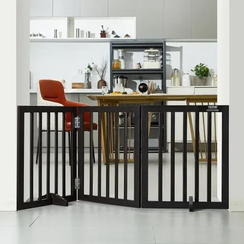 VEVOR Freistehendes Hundetor, Haustiertor, 508 x 610 mm Türschutzgitter 3-Platten-Faltbares Hundetor für Breite & Schmale Durchgänge, Erweiterbare Klappbare Hundebarriere, Braunes Treppenschutzgitter – Bild 7