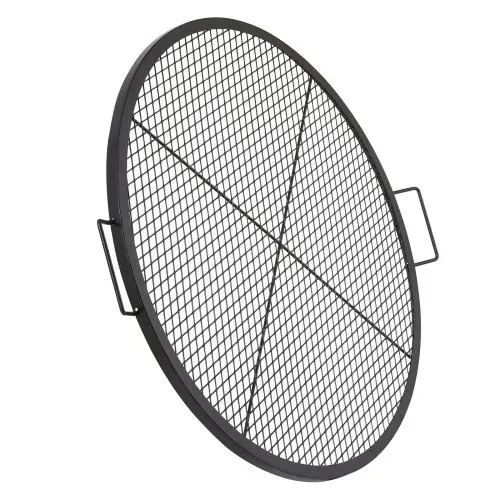 VEVOR X-Marks Feuerstellen-Grillrost, Φ 910 x 25 mm Lagerfeuer-BBQ-Grillrost aus Stahl mit Griff und Stütz-X-Draht, Tragbares Camping-Kochgeschirr für Partys und Zusammenkünfte im Freien, Schwarz – Bild 10