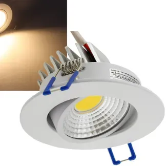 LED-Einbauleuchte “COB-5”, 5W, 420lm ALU, 3000K, 95°, Ø85xT47mm, Rahmen weiß LED-Einbauleuchte “COB-5”, 5W, 420lm ALU, 3000K, 95°, Ø85xT47mm, Rahmen weiß