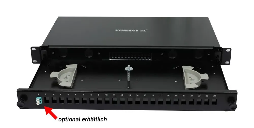 LWL-Patchpanel für 24xLC-Duplex-Buchsen, 19"/1HE, ohne LC-Kupplungen, Schwarz, Synergy 21, – Bild 6