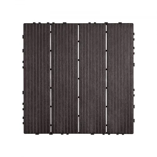 VEVOR Terrassenfliesen, 10er-Set, Balkonfliesen 30x30cm, Klickfliesen, wasserdichter Kunststoff-Bodenbelag für den Außenbereich, Terrassenbodenbelag für Veranda, Pool, Balkon, Hinterhof, Dunkelbraun – Bild 9