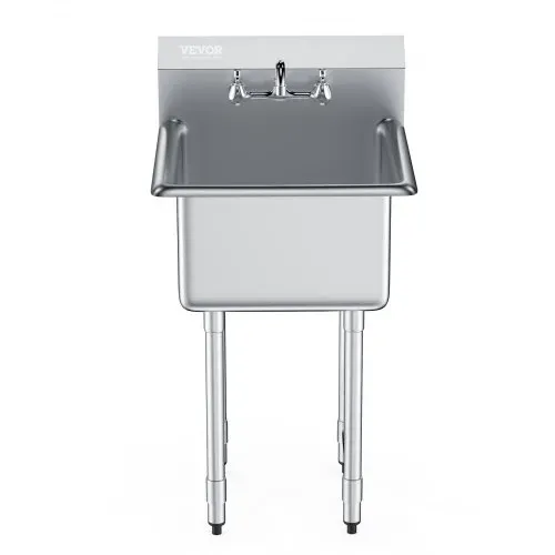 VEVOR Edelstahl Spültisch Gewerbliche Spülbecken 533,4x457x1041mm Wasserhahn – Bild 9