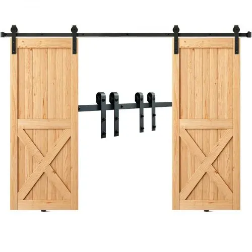 VEVOR 244cm Schiebetürbeschlag J-förmig Schiebetürsystem mit 2-teiligen Schienen 150kg Tragfähigkeit Laufschiene Ideal für Schiebetüren mit Türstärke von 32-45mm, Türbreite von 1,12-1,32m – Bild 8