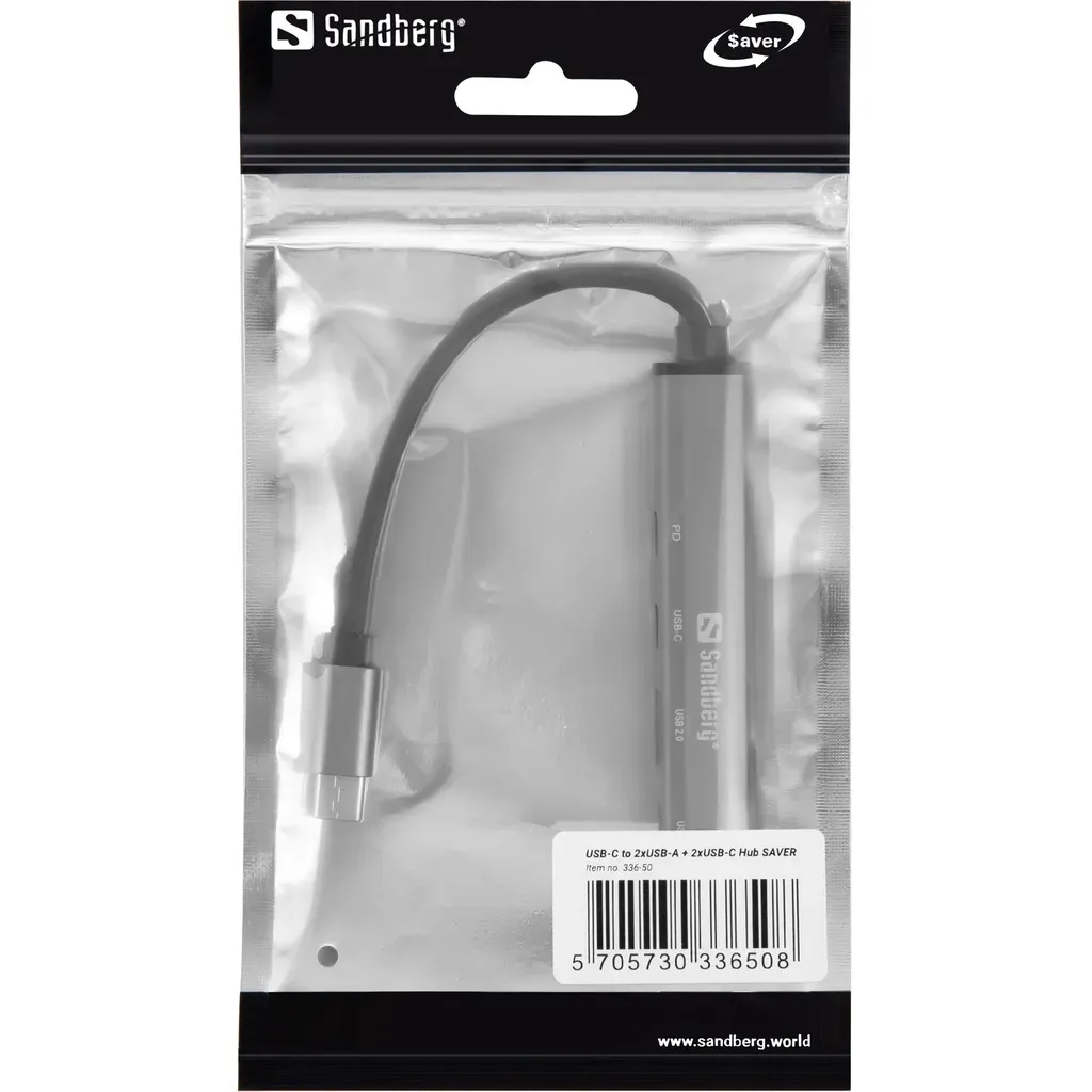 Sandberg 336-50 Schnittstellen-Hub USB Typ-C 5000 Mbit/s Grau – Bild 4