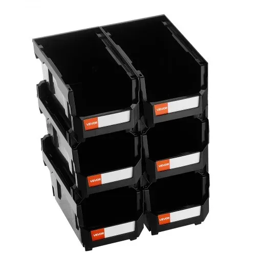 VEVOR Stapelboxen, 377 x 215 x 180 mm (6er-Pack), Lagerboxen, Sichtlagerboxen, Sichtlagerkasten zum Organisieren & Aufbewahren von Kleinteilen, Bürobedarf & anderem Zubehör, Schwarz – Bild 10
