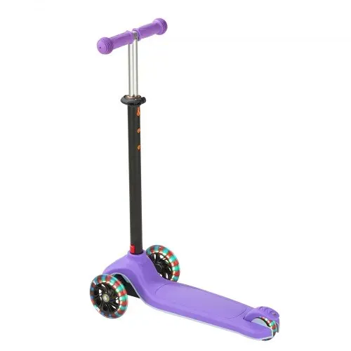 VEVOR Scooter (3 Räder) ab 3 Jahren, Cityroller Kinderroller mit leuchtenden Rädern & höhenverstellbarem Lenker & rutschfestem Deck & leichtem Aluminiumrahmen, Tretroller bis zu 75 kg, Lila – Bild 10