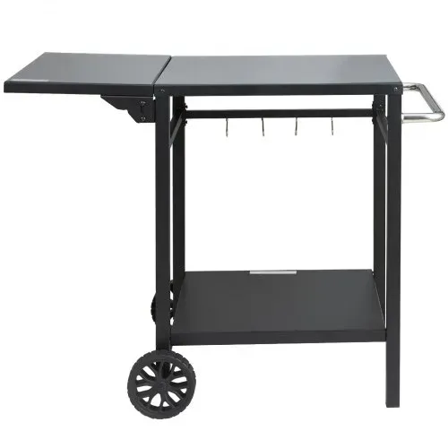 VEVOR Servierwagen Küchenwagen 97,2 x 64 x 75,5 cm Outdoor-Grill-Esswagen mit Doppelter Ablage, Beweglicher Grilltisch für die Zubereitung von Speisen, Multifunktionale Tischplatte aus Eisen Schwarz – Bild 8