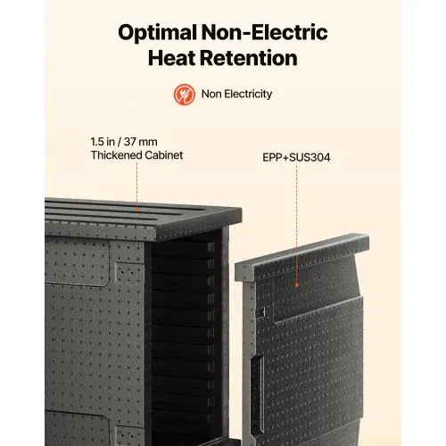 VEVOR Isolierter Thermobox Isolierbox Lebensmittelbehälterträger, 90 L für Catering, LLDPE-Lebensmittelbehälterträger mit Doppelschnallen, Frontlader-Speisewärmer für Restaurant, Kantine usw. – Bild 2