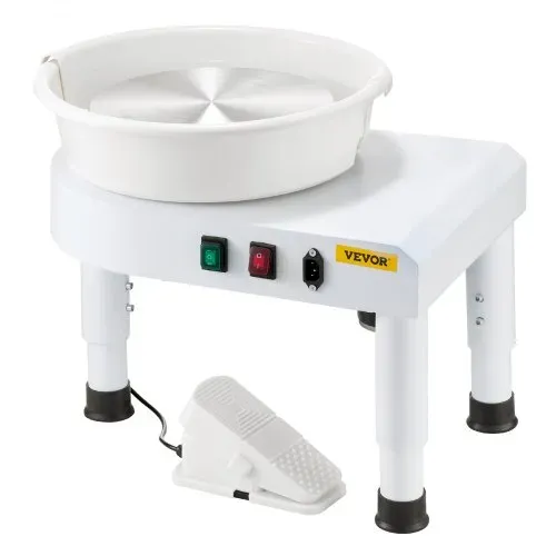 VEVOR Töpferscheibe Töpferformmaschine 28 cm Keramik-Radformmaschine mit einstellbarem Pedal & abnehmbarem Becken, komplettes Keramikscheibe-Set für Arbeit Kunst Handwerk Heimwerken, weiß – Bild 8