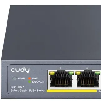 Cudy 5-Port Gigabit PoE+ Switch 60W, GS1005P Cudy 5-Port Gigabit PoE+ Switch 60W, GS1005P