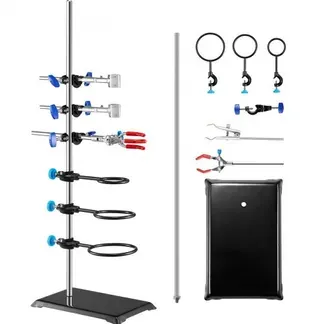 VEVOR Laborständer-Unterstützung, Labor-Retorten-Stützständer 1 Satz, Laborständer aus Stahl mit 60 cm Stab & 210,82 x 135 mm Gusseisenbasis, inkl. Kolbenklemmen, Bürettenklemmen und Kreuzklemmen VEVOR Laborständer-Unterstützung, Labor-Retorten-Stützständer 1 Satz, Laborständer aus Stahl mit 60 cm Stab & 210,82 x 135 mm Gusseisenbasis, inkl. Kolbenklemmen, Bürettenklemmen und Kreuzklemmen