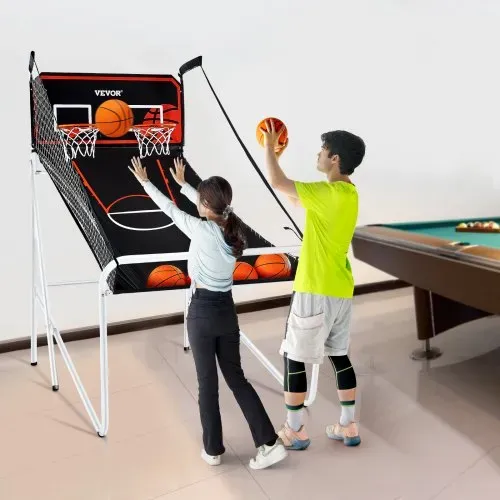 VEVOR 2,05 m Indoor-Basketballspiel für 2 Spieler, Basketballautomat, Baskeltballständer mit 4 Bällen & 8 Spielmodi & 2 Basketballkörben, Anzeigetafel & Aufblaspumpe, für Kinder, Erwachsene – Bild 7