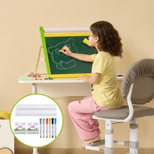 VEVOR Kindertafel Zubehörset, 32-teiliges Spieltafel-Malset für Kinder, inklusive Kreiden, trocken abwischbaren Markern und Papierrollen, Zubehörset für Staffelei, Malzubehör für Kinder ab 3 Jahren – Bild 7