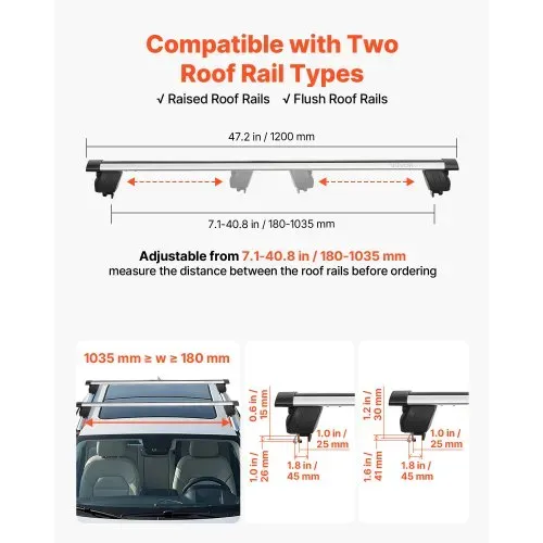 VEVOR 2 x Dachgepäckträger Querträger 75 kg Tragkraft, Abschließbare Dachträger für PKW SUV, Passend für Erhöhte & Bündige Dachreling, 180-1035 mm Relingabstand, für Dachbox Kanu Fahrrad Transportkorb VEVOR 2 x Dachgepäckträger Querträger 75 kg Tragkraft, Abschließbare Dachträger für PKW SUV, Passend für Erhöhte & Bündige Dachreling, 180-1035 mm Relingabstand, für Dachbox Kanu Fahrrad Transportkorb