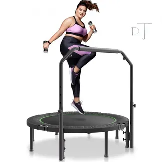 VEVOR Faltbares Mini-Trampolin Fitness-Rebounder 132 cm, 205 kg belastbares Tainingstrampolin, Rebounder Sport Trampolin Gartentrampolin mit 4-stufig höhenverstellbarem Griff & 40 Federn Trampoline VEVOR Faltbares Mini-Trampolin Fitness-Rebounder 132 cm, 205 kg belastbares Tainingstrampolin, Rebounder Sport Trampolin Gartentrampolin mit 4-stufig höhenverstellbarem Griff & 40 Federn Trampoline