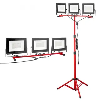 VEVOR Baustrahler LED mit Stativ, 15000 Lumen, 6000-6500K Arbeitsleuchte mit drei Köpfen, Einzelschalter, und 3,3 m Netzkabel, für Baustellenbau im Innen- und Außenbereich, IP65 wasserdicht VEVOR Baustrahler LED mit Stativ, 15000 Lumen, 6000-6500K Arbeitsleuchte mit drei Köpfen, Einzelschalter, und 3,3 m Netzkabel, für Baustellenbau im Innen- und Außenbereich, IP65 wasserdicht