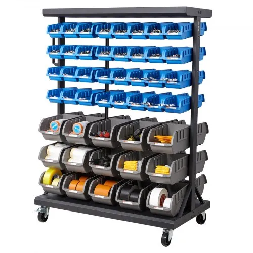VEVOR Fahrregal mit Stapelboxen Set, Mobiler Werkzeugorganizer mit 7 Ebenen & 94 Sortimentskästen für Kleinteile in zwei Größen, 900x500x1245mm, doppelseitig, für Werkstatt, Garage, Lager & Büro VEVOR Fahrregal mit Stapelboxen Set, Mobiler Werkzeugorganizer mit 7 Ebenen & 94 Sortimentskästen für Kleinteile in zwei Größen, 900x500x1245mm, doppelseitig, für Werkstatt, Garage, Lager & Büro