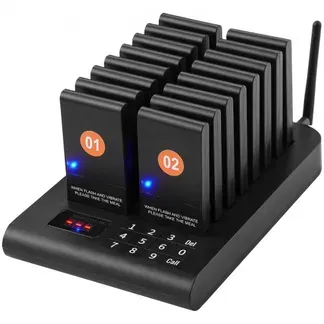 VEVOR Restaurant-Pager-System, kabelloses Warteschlangensignal mit 500 m Reichweite, Piepser zur Rufannahme von Gästen mit Vibration und Blinken, 16 Pager für Imbisswagen, Kirche VEVOR Restaurant-Pager-System, kabelloses Warteschlangensignal mit 500 m Reichweite, Piepser zur Rufannahme von Gästen mit Vibration und Blinken, 16 Pager für Imbisswagen, Kirche
