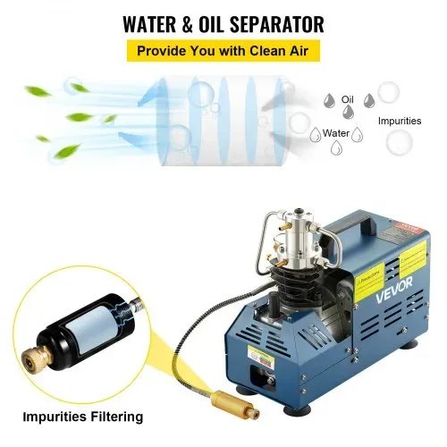 VEVOR Hochdruckkompressor, 4500PSI/30MPA/300BAR Hochdruck-Luftkompressor, 1800W 220V Manueller Stopp Luftgewehrkompressor Geeignet für Paintball-Luftgewehr, PCP-Gewehr, Luftpistole, Tauchflasche – Bild 4