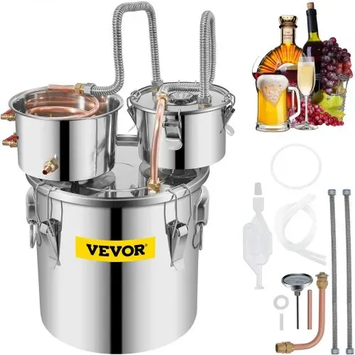 VEVOR Destilliergerät 18,93 L Wasserdestillierer Wasserdispenser Edelstahl Destillateur mit 2 Kondensationsfass Destiller Zubehör VEVOR Destilliergerät 18,93 L Wasserdestillierer Wasserdispenser Edelstahl Destillateur mit 2 Kondensationsfass Destiller Zubehör