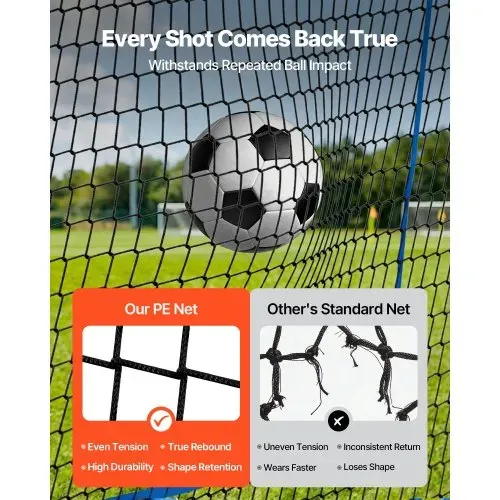 VEVOR Fußball Rebounder 108 x 109 cm, Rückprallnetz mit Verstellbarem Winkel & Robustem Eisenrahmen, PE-Trainingsnetz für Ballkontrolle & Passtraining, Balltrainingsgerät für Jugendliche & Erwachsene – Bild 3