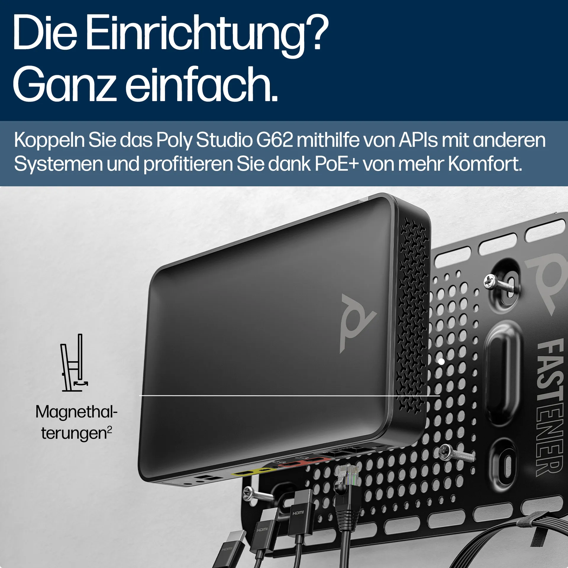 HP Poly Studio G62 Videokonferenzsystem mit Halterungsplatten-Kit – Bild 5