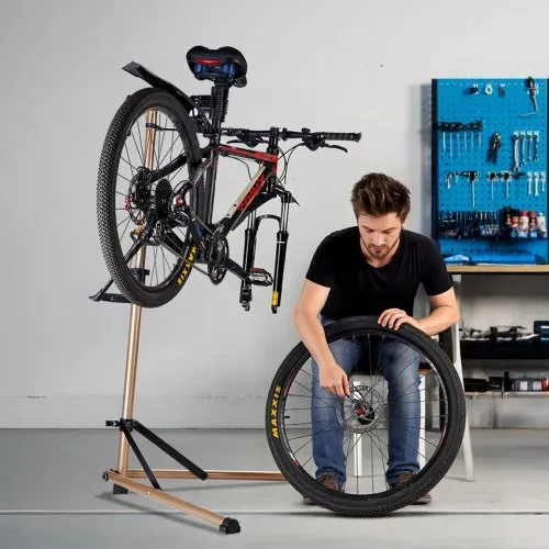 VEVOR Fahrradreparaturständer Fahrradmontageständer 39,9 kg belastbar mit 105–152 cm einstellbarer Höhe & magnetischer Werkzeugablage, faltbarer Wartungsständer für Mountainbikes Road Bike – Bild 7
