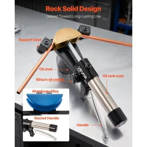 VEVOR Rohrbiegegerät Hydraulisch, 6-22 mm, Rohrbieger 90°, Vorwärts, mit 7 farbigen Aluminiumlegierungs-Backen, für Reparaturen in Heizungs-, Lüftungs- & Klimatechnik, Kältetechnik & Kfz-Technik – Bild 4
