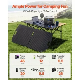 VEVOR Tragbare Powerstation, mit 100-W-Solarpanel, 600-W-Solargenerator, 493-Wh-LiFePO4-Akku-Backup & 7 Ausgängen, Notstromaggregat, Ideal für Notfälle zu Hause, Camping & Wohnmobilreisen VEVOR Tragbare Powerstation, mit 100-W-Solarpanel, 600-W-Solargenerator, 493-Wh-LiFePO4-Akku-Backup & 7 Ausgängen, Notstromaggregat, Ideal für Notfälle zu Hause, Camping & Wohnmobilreisen