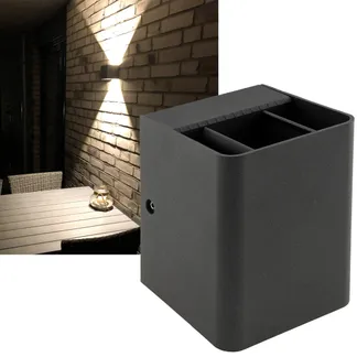 LED Wandleuchte „Fachada“ IP54, 2×3,5W, 3000K, warmweiß LED Wandleuchte „Fachada“ IP54, 2×3,5W, 3000K, warmweiß