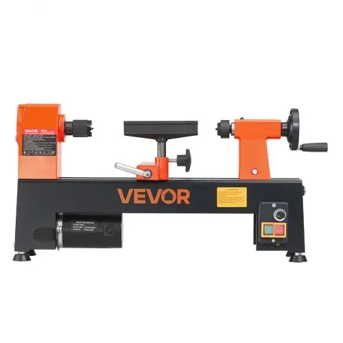 VEVOR Drechselbank 20 x 33 cm 1/3 PS Tischdrehbank für Weich- und Hartholz, Anfänger und Hobbybastler, mit Variabler Drehzahl (150 bis 3200 U/min), Überstromschutz und Zubehörset für Holzarbeiten – Bild 9