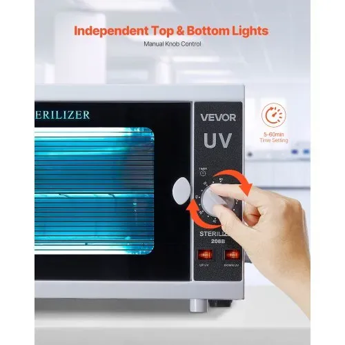 VEVOR UV Sterilisator Nagelwerkzeug-Reinigungsmaschine (12 L / 12 W) multifunktionale Nagelreiniger Sterilisator mit Timer-Einstellung & Knopfsteuerung Reinigungskabinett mit Tür aus gehärtetem Glas – Bild 3