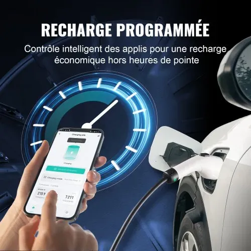VEVOR Tragbares EV-Ladegerät 3,68 kW Ladegerät für Elektrofahrzeuge EV-Ladekabel Typ 2(IEC62196) CEE 7/7 Stecker 8-16A 1-Phasig EV-Ladestation 8,6m Kabellänge IP66 Wasserdicht Wallbox – Bild 4