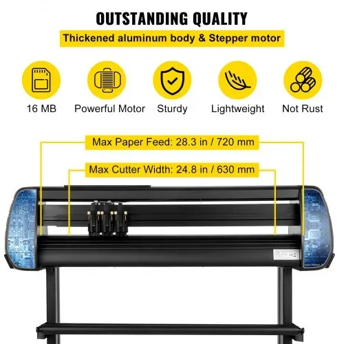VEVOR Vinyl Schneidemaschine Schneideplotter 720 mm SignMaster Bodenständer, Plottermaschine Schnittgeschwindigkeit 10–800 mm / s, Schnittkraft 10-500 g, Schrittmotor, fünf Vinylrollen, 16 MB, 13,5 kg – Bild 2