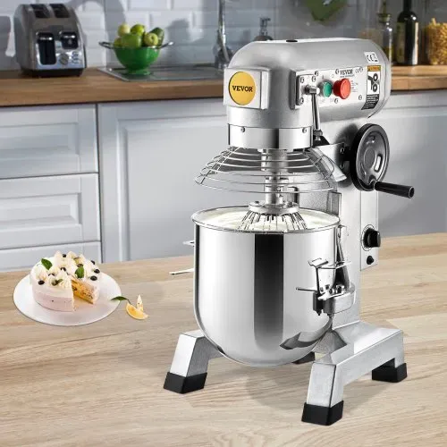 VEVOR Knetmaschine Küchenmaschine, 14 L Schüsselkapazität Knetmaschine, 3 Geschwindigkeit Rührbesen, Knethaken, Drahtseil, Edelstahlschüssel Teigmaschine 500 W, Silber Küchenmaschine Timerfunktion – Bild 7