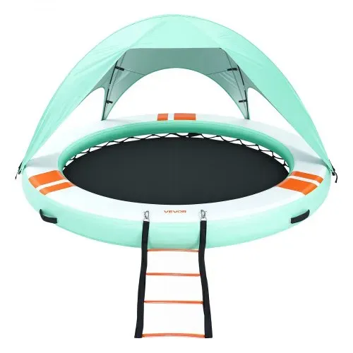 VEVOR Aufblasbares Schwimmdock φ2,44 m, Schwimmplattform mit Rutschfester Oberfläche, Tragetasche, Sonnendach & Abnehmbarer Leiter, Schwimmende Insel, Wasserplattform für Pool, Strand & Meer, Blau – Bild 8