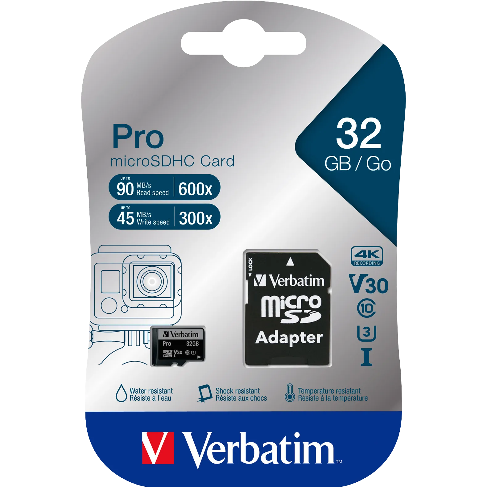 Micro SDHC Card Verbatim “PRO“ 32GB, U3, inkl. SD-Adapter Micro SDHC Card Verbatim “PRO“ 32GB, U3, inkl. SD-Adapter