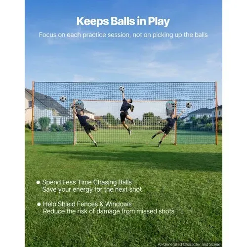 VEVOR Fußballtor 484 x 212 cm Tragbares Soccertor mit Eisenrohrrahmen, für Gärten Parks und Schulen, mit Ballfangnetz, Zielnetz, PE-Netz über 110 km/h, Bodenankern und Abspannseilen für Naturrasen – Bild 2