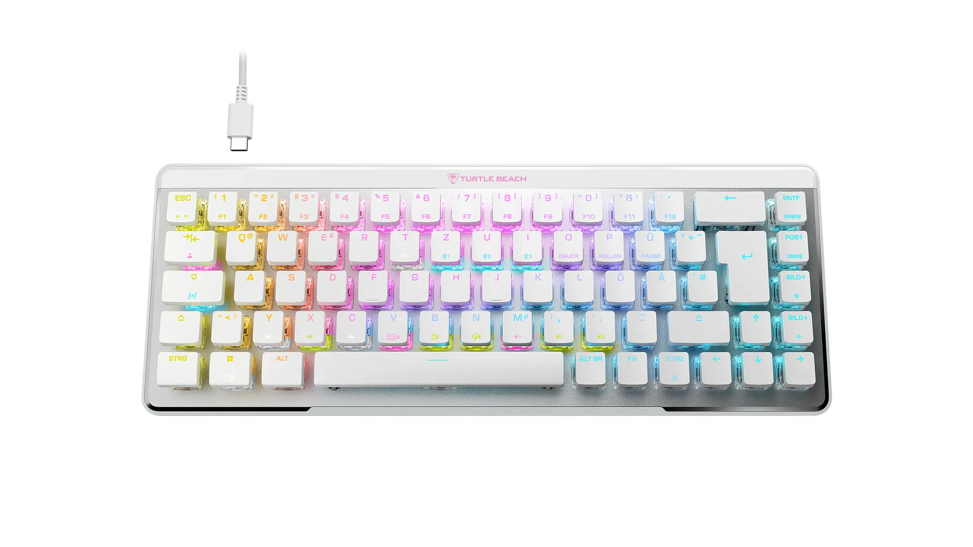 Turtle Beach Vulcan II Mini Air – Optisch-mechanische kabellose Gaming-Tastatur (65%), anpassbare RGB-Beleuchtung, abnehmbares Kabel, Smart Keys, Aluminiumplatte – Weiß Turtle Beach Vulcan II Mini Air – Optisch-mechanische kabellose Gaming-Tastatur (65%), anpassbare RGB-Beleuchtung, abnehmbares Kabel, Smart Keys, Aluminiumplatte – Weiß