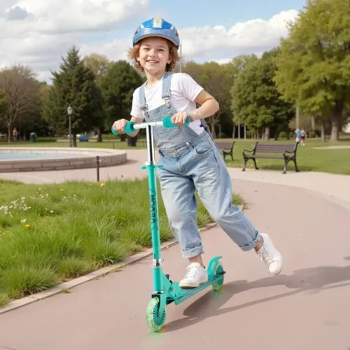 VEVOR Scooter (2 Räder) für Kinder ab 3 Jahren, Cityroller Kinderroller mit leuchtenden Rädern & höhenverstellbarem Lenker & rutschfestem Deck & faltbarem Rahmen, Tretroller bis zu 50 kg, Grün – Bild 7