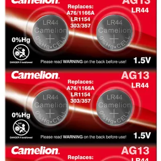 Alkaline Knopfzellen AG13 Typ LR44, 1,5V, 11,6×5,4mm, 10er-Blister Alkaline Knopfzellen AG13 Typ LR44, 1,5V, 11,6×5,4mm, 10er-Blister
